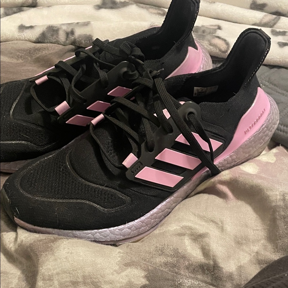 Adidas Black and Pink Running Shoes